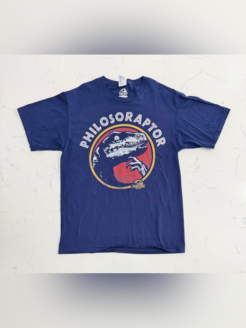 Jurassic Park Philosoraptor Graphic T-Shirt Blue Size M